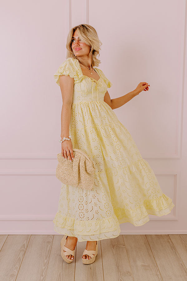 Oh So Sweet Eyelet Maxi Dress in Yellow Image - 1