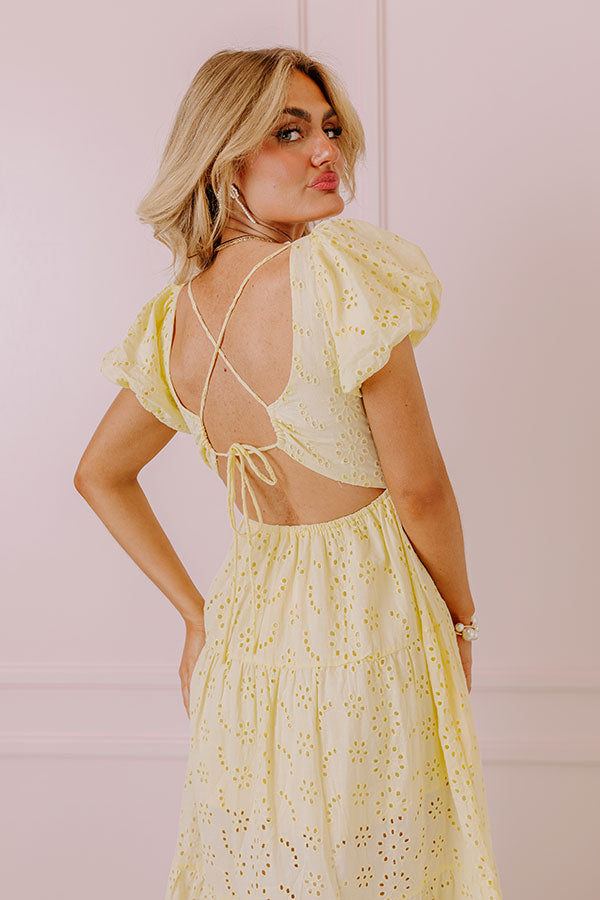 Oh So Sweet Eyelet Maxi Dress in Yellow Image - 1