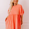 Casual Coffee Date Mineral Wash Dress in Coral Curves Image - 1