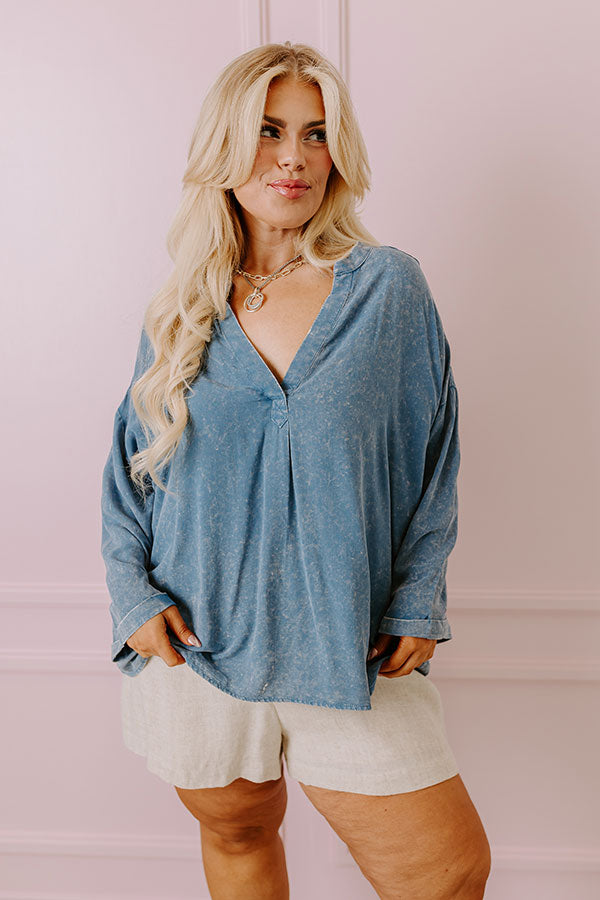 Casual Brunch Mineral Wash Shift Top Curves Image - 5