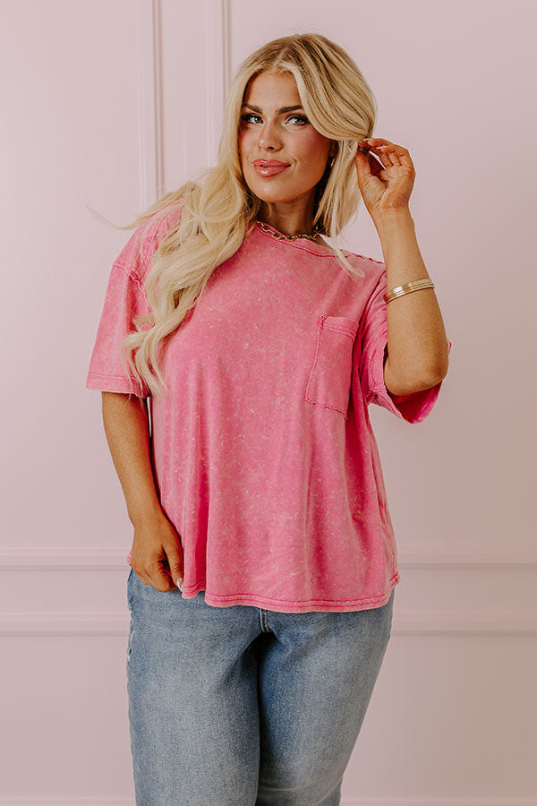 Ready To Go Mineral Wash Tee in Pink Curves