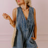 Urban Chic Denim Romper in Dark Wash Image - 1