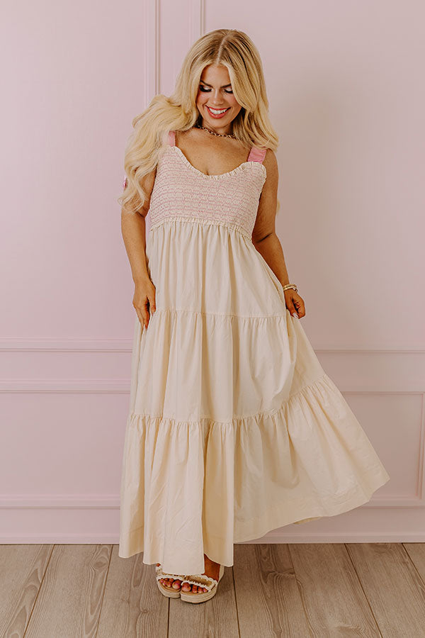 Seychelles Smocked Tiered Maxi Dress - Cream