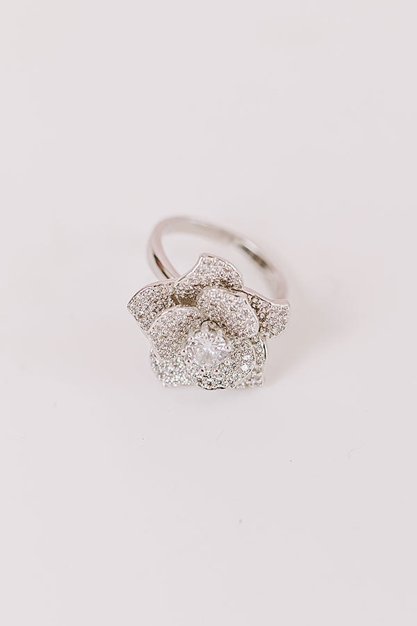 Floral Engagement Ring In Silver