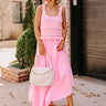 Sunset Beach Stroll Crochet Maxi Dress in Pink Image - 1